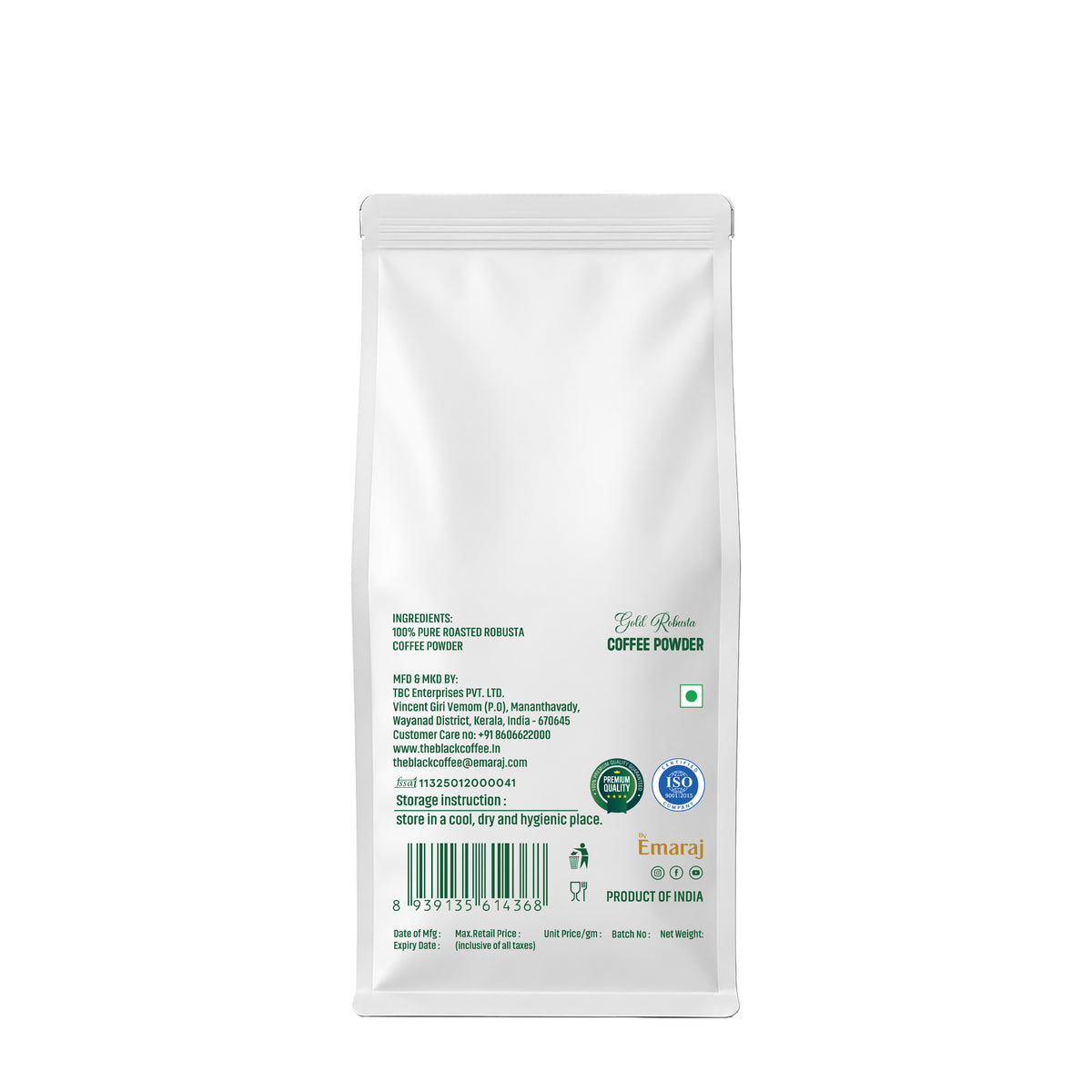 THE BLACK COFFEE Gold Robusta Coffee Powder – 250g