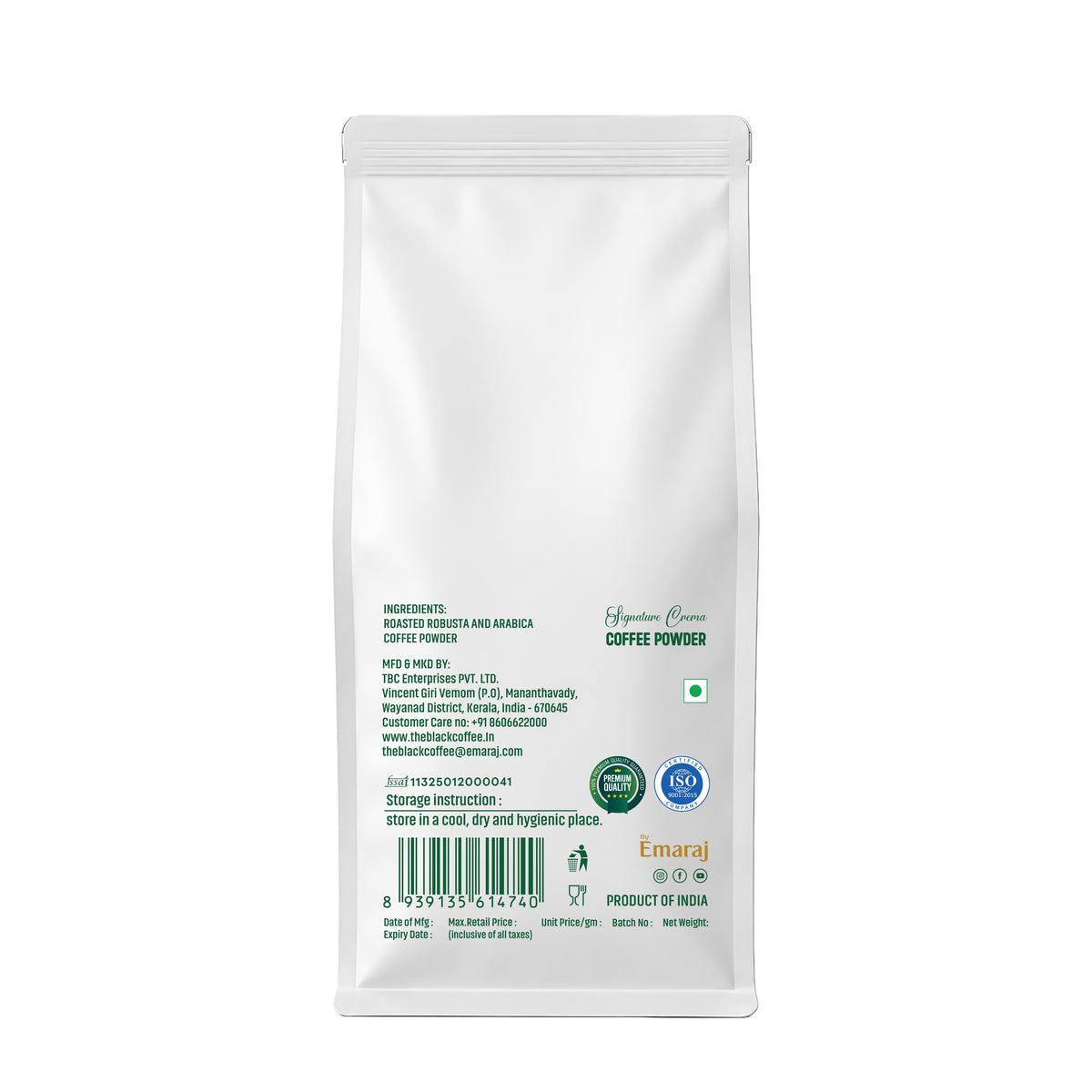 THE BLACK COFFEE Signature Crema Coffee Powder – 1kg